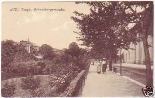 28661 Ak Aue im Erzgebirge Schneebergerstraße um 1910