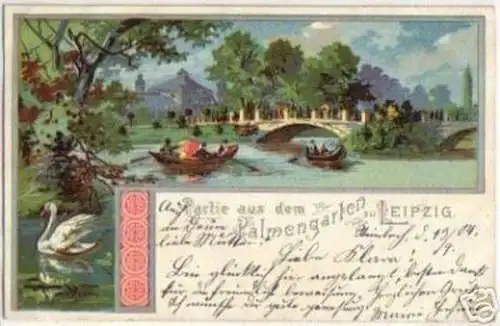 13692 Ak Lithographie Leipzig Palmengarten 1904