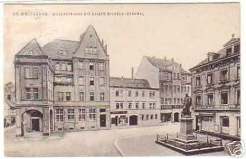 13903 Ak Crimmitschau Silberstrasse mit Denkmal 1916