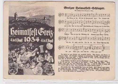 48222 Lied Ak Greizer Heimatfest Schlager 4. bis 8. August 1934