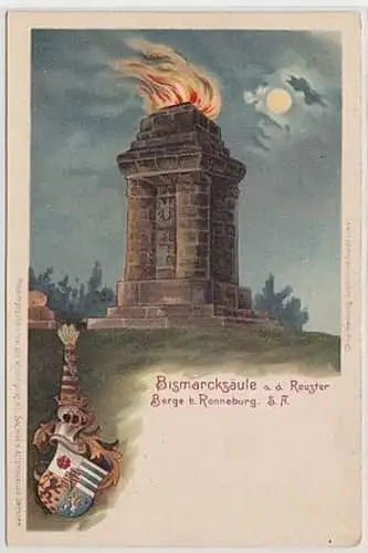 61509 Ak Bismarcksäule auf dem Reuster Berge bei Ronneburg S.A. um 1900