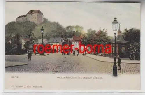 73012 Ak Greiz Heinrichsbrücke mit oberem Schloss um 1900