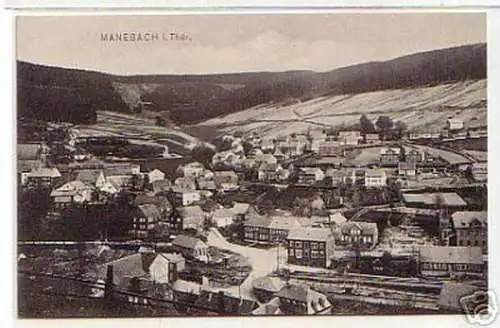 15150 Ak Manebach in Thüringen Totalansicht um 1910