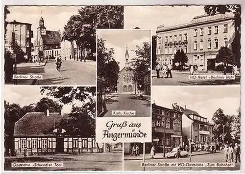 66911 Mehrbild Ak Gruß aus Angermünde HO Hotel usw. 1964