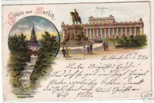 03253 Litho Gruss aus Berlin Victoriapark, Museum 1907