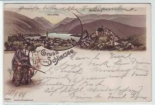 45162 Ak Lithographie Gruß vom Schliersee 1899