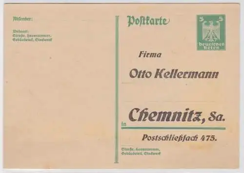 78753 DR Ganzsachen Postkarte P156 Zudruck Firma Otto Kellermann Chemnitz