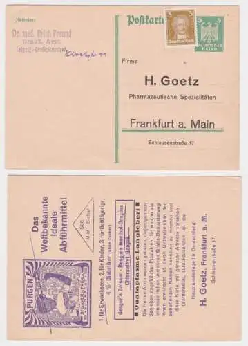 97013 DR Ganzsachen Postkarte P156 Zudruck H. Goetz Pharmazeutika Frankfurt