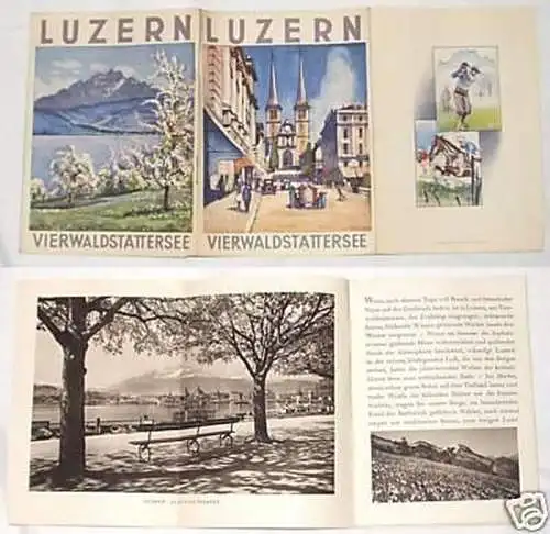 altes Reise Prospekt Luzern Vierwaldstättersee um 1940