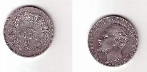 5 Lewa Silber Münze Bulgarien 1894