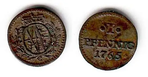 1 Pfennig Münze Sachsen 1765 C (109659)