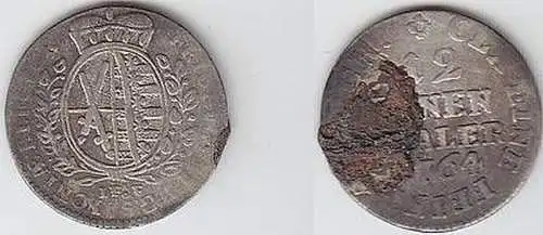 1/12 Taler Silber Münze Sachsen 1764 IFoF