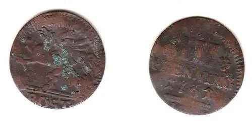 3 Pfennig Kupfer Münze Rostock 1761 s/ ss