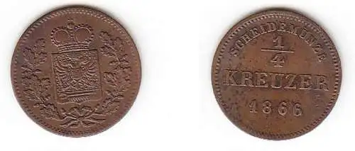 1/4 Kreuzer Kupfer Münze Schwarzburg Rudolstadt 1866 ss