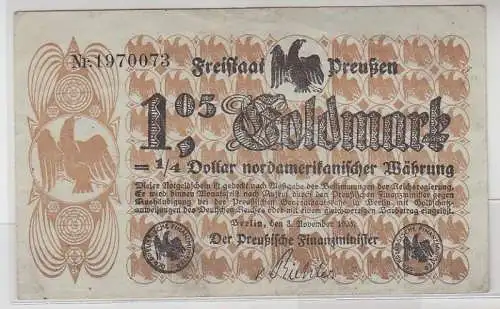 Wertbeständiges Notgeld 1,05 Goldmark Freistaat Preußen 3.11.1923