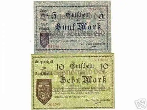 2 seltene Banknoten Kriegsnotgeld Stadt Elberfeld 1918