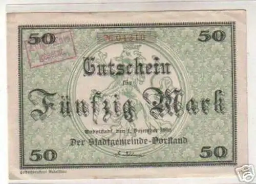 50 Mark Banknote Notgeld Stadt Rudolstadt 1918