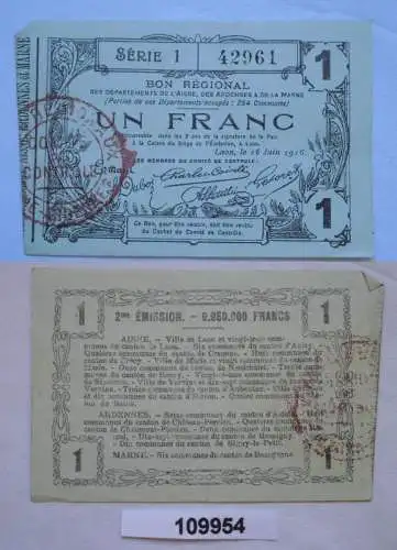 Notgeld Frankreich Aisne, Ardennes et Marne Laon, billet 1916 (109954)