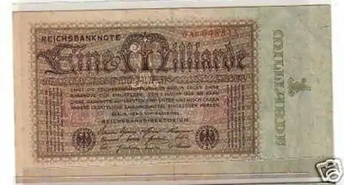 seltene Banknote 1 Milliarde M. 5.9.1923 Rosenberg 111