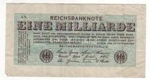 Banknote Inflation 1 Milliarde Mark Rosenberg 119 a