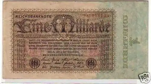 seltene Banknote 1 Milliarde M. 5.9.1923 Rosenberg 111