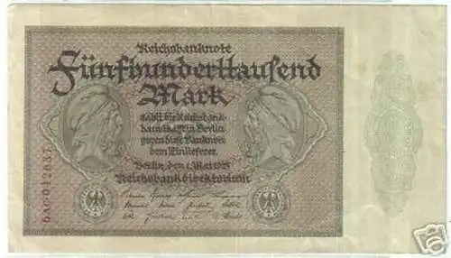 seltene Banknote 500000 Mark 1.5.1923 Rosenberg 87 f