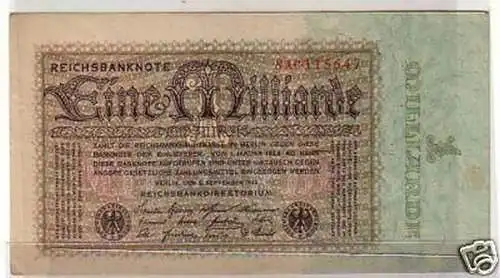 seltene Banknote 1 Milliarde M. 5.9.1923 Rosenberg 111