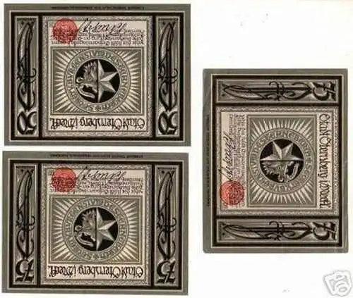 3 Banknoten Notgeld der Stadt Sternberg in Meckl. 1922