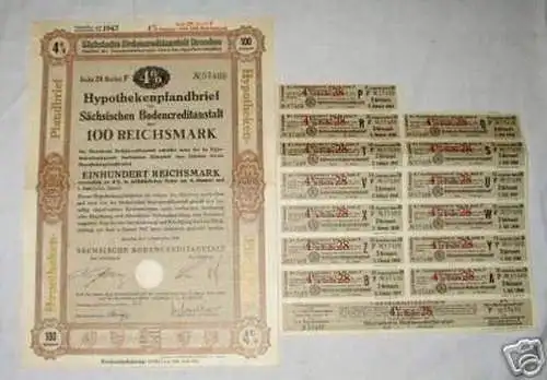 schöne Aktie Sächsische Bodencreditanstalt 1940