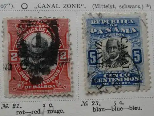 seltene Briefmarkensammlung Canalzone Panama 1907 (129398)