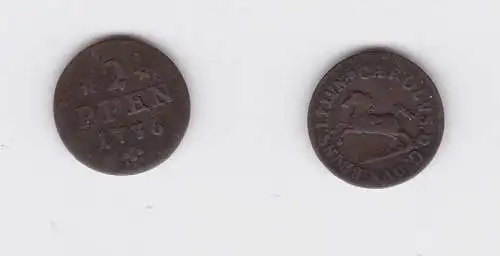 2 Pfennig Kupfer Münze Braunschweig-Wolfenbüttel 1736 (126646)