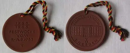 DDR Porzellan Medaille Dresden Pädagogisches Institut 1963 (145122)