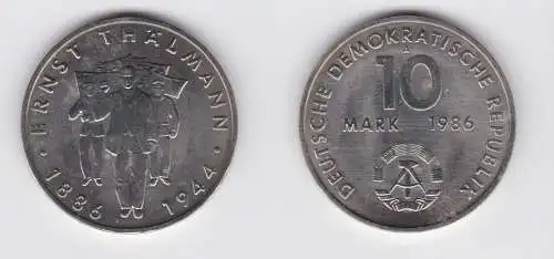 DDR Gedenk Münze 10 Mark Ernst Thälmann 1986 Stempelglanz (137018)