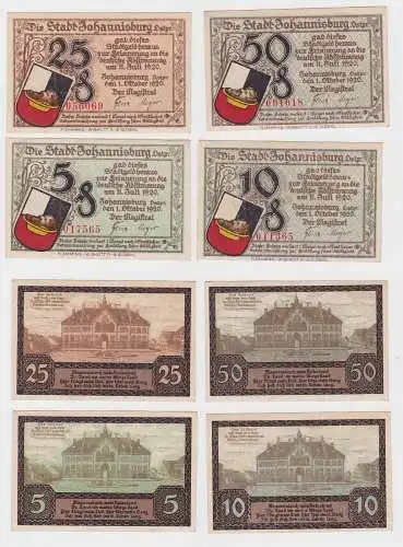 4 Banknoten Notgeld Stadt Johannisburg in Ostpreussen 1.10.1921 (121473)