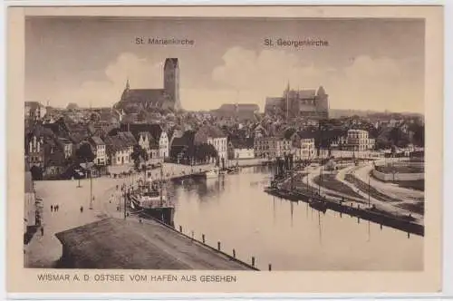 99352 Ak Wismar an der Ostsee vom Hafen aus gesehen um 1930