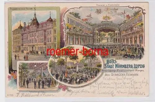 88243 Ak Lithographie Leipzig Hotel Stadt Nürnberg 1902