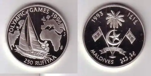 250 Rufiyaa Silbermünze Malediven Olympia Atlanta 1996 Segelregatta 1993(116297)