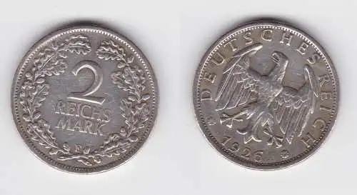 2 Mark Silber Münze Weimarer Republik 1926 F Jäger 320 ss (151720)