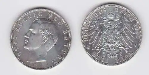 3 Mark Silbermünze Bayern König Otto 1910 Jäger 47 ss+ (145973)