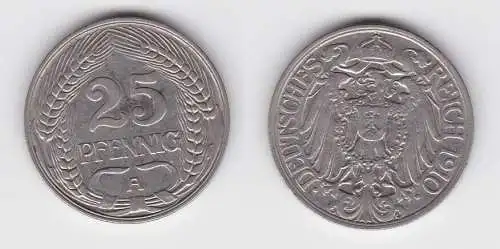 25 Pfennig Nickel Münze Kaiserreich 1910 A (144273)