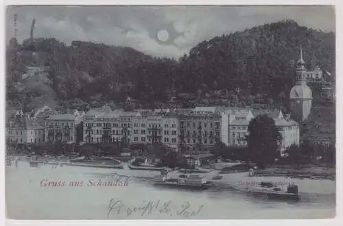 901202 Mondschein Ak Gruss aus Schandau - Totalansicht 1898