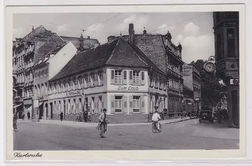 900043 Feldpost AK Karlsruhe - Gasthaus z. Laub, Inh. Emil Ernst 1939