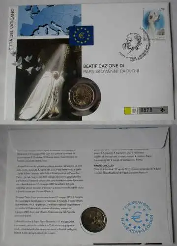 Numisbrief Vatikan 2011 2 Euro Seligsprechung Papst Johannes Paul Stgl. (110952)