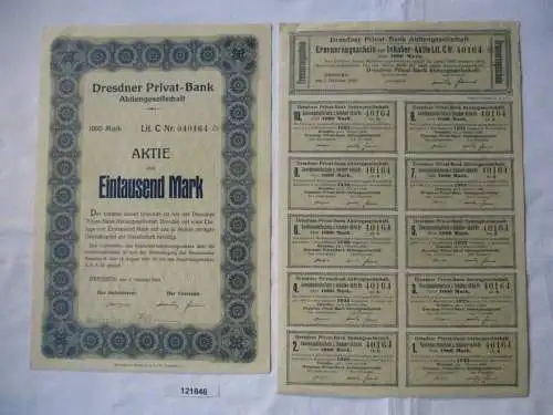 1000 Mark Aktie Dresdner Privat-Bank AG 1. Oktober 1923 (121846)