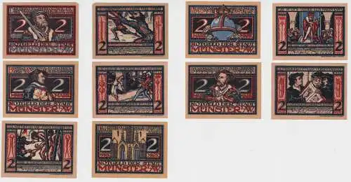 5 x 2 Mark Banknoten Notgeld Münster i.W. 1.8.1921 (138202)