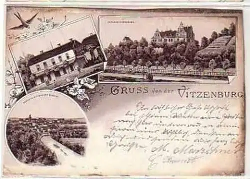 40234 Ak Lithographie Gruß von der Vitzenburg 1896