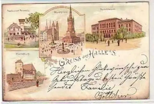 40235 Ak Lithographie Gruß aus Halle an der Saale 1898