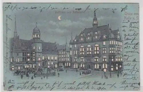 47113 Mondscheinkarte Gruss aus Halle a.S. 1900