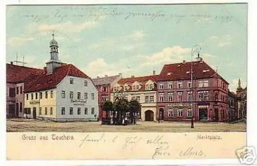 07125 Ak Gruss aus Teuchern Marktplatz 1910