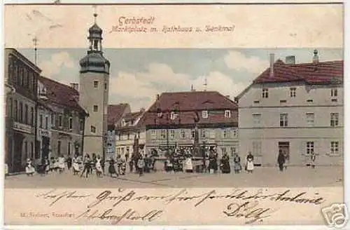 07333 Ak Gerbstedt Marktplatz mit Rathaus 1903